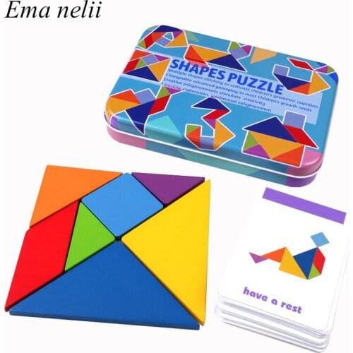 3D Wooden Pattern Animal Jigsaw Puzzle Colorful Tangram Toy Kids Montessori Early Education Sorting Games Toys Children Gift
