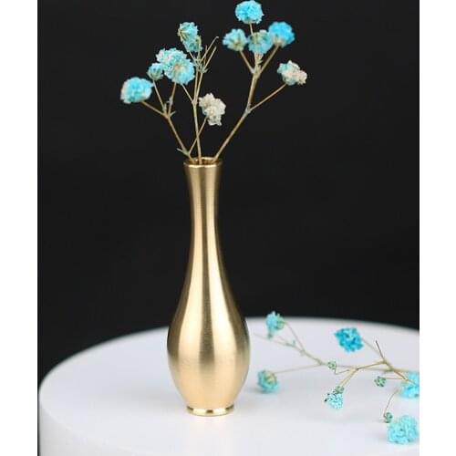 Mini Pure Copper Vase Gold Color Home Decor Living Room Decoration Antique Tall Vase Unique Flower Nordic Vase Desktop Ornaments
