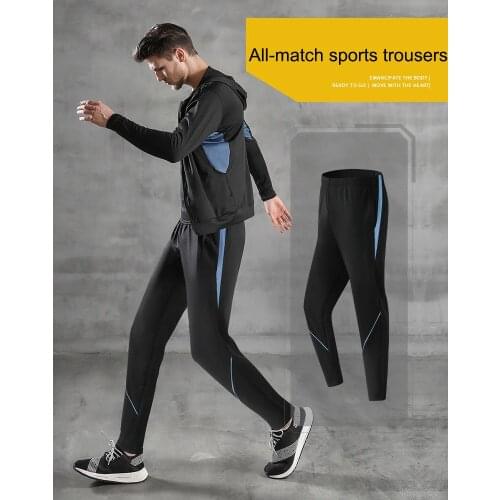 Fashion 2 Pcs Mens Sports Suits Trousers Hooded Running Sports Sets Outdoor Morning Running Gymwear Fitness Comfortable Clothes