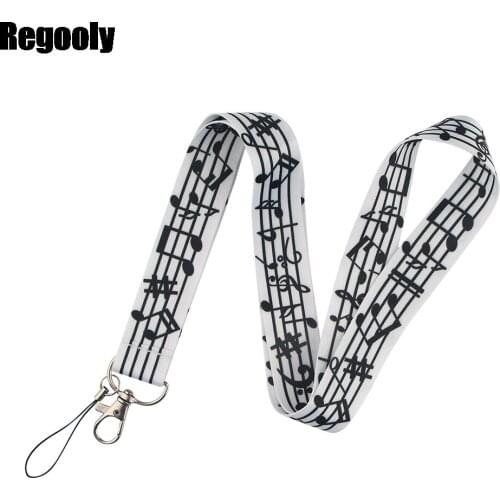 Musical symbol Keychain Lanyards Id Badge Holder ID Card Pass Gym Mobile Phone Badge Holder Key Strap webbings ribbon decoration