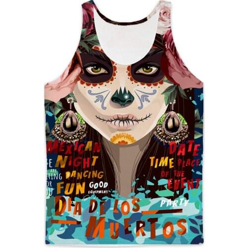 REAL American SIZE Día de los Muertos Sublimation Print Tank top - plus size