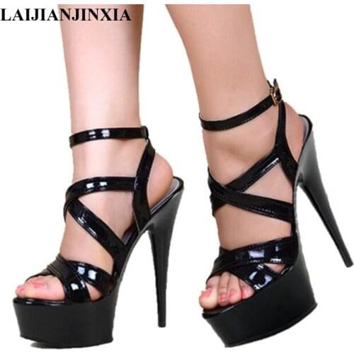 New Roman hollowed-out sandals of the club, which hate the height of 15cm high water platform and womens dancing shoes