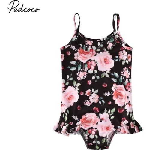 Girls Swimwear Cute Kids Swimsuit Infant 0-4T Kid Baby Girls Bikini Ruffles Swimsuits One Pieces Bathing Suit Floral Swimwear