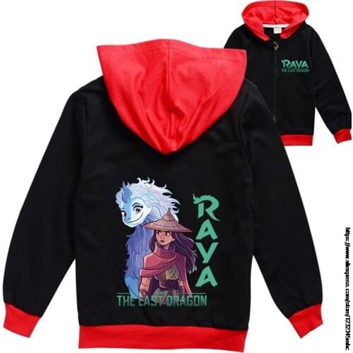 Raya and The Last Dragon Boy Clothes Zipper Cartoon Hooded Jacket Toddler Kids Children Coat Casual Autumn Outerwear for Girl