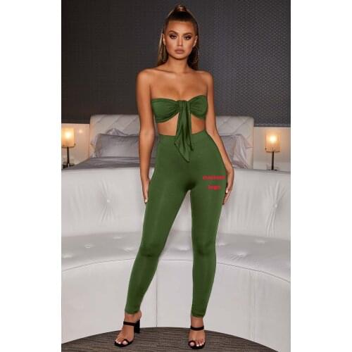 Custom Logo Tube Top Trousers Solid Color Suit Multicolor New Products European and American Womens Two-Piece Trousers Suit