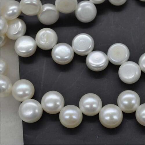 Wholesale 1 strand 9-10mm button flat freshwater pearl