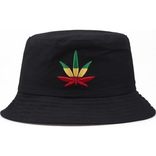 Men Women Maple Leaf Bucket Hat Hip Hop Fisherman Panama Hats Embroidery Cotton Outdoor Summer Casual Swag Bob Visor Bucket Cap