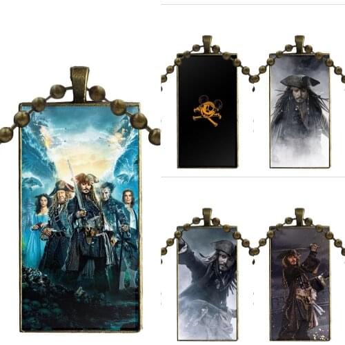 Pirates Of The Caribbean Captain Jack For Women Girls Necklace Fashion Long Chain With Rectangle Necklace Jewelry