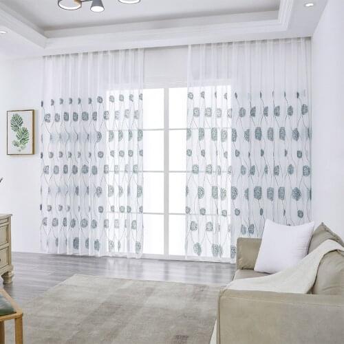 Sheer Curtain for Window Voile Curtain Tulle for Kitchen Bedroom Living Room Embroidered Drape Home Decoration Window Treatment