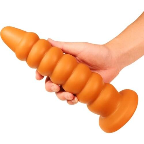 Silicone Huge Anal Plugs Golden Anal Hollow Plug Big Butt Plug Anal Beads Large Dildo G Spot Masturbation Sex Toys for Woman Man