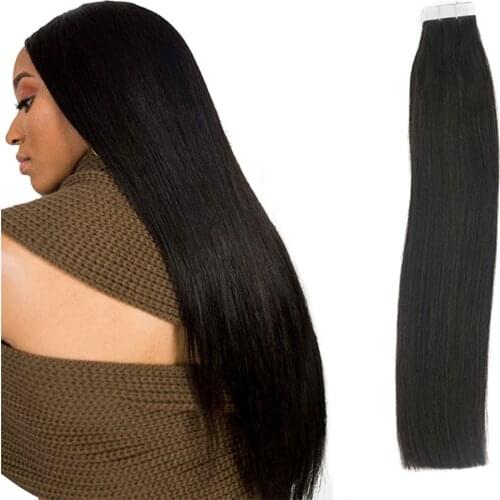 Sindra Tape In Human Hair Extensions Pure Color #1B Natual Black 50G 100G Per Pack 100% Remy Hair Extensions Tape On Hair