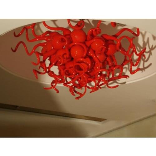 Modern Round Ceiling Lights Chandelier Red Romantic Bedroom Living Room Decorative Led Lights Hand Blown Glass Indoor Lighting