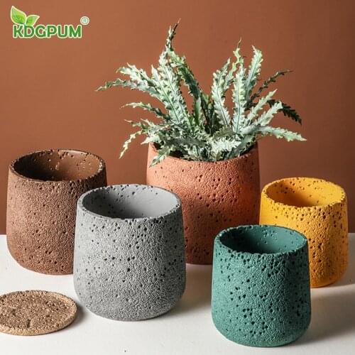 Modern Handmade Cement Flowerpot With Holes In Simple Home Balcony Succulent Flowerpot Floor Green Plant Potted Ornaments