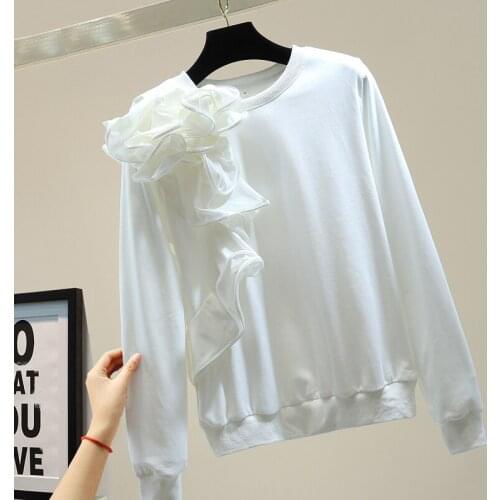 Fashion Sweatshirt Femme 2020 Autumn Womens Loose Hoodie Top Ruffled Stitching Long Sleeve Casual All-match Sweatshirts