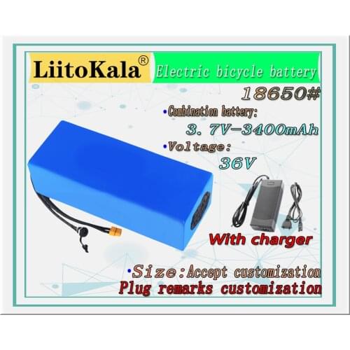 LiitoKala 36V 20Ah 30Ah 25Ah 15Ah 18650 Lithium Battery Electric Motorcycle Bicycle Scooter with BMS and 42V 2A charger XT60