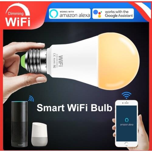 Smart Wifi LED Light Bulb E27 Dimmable LED Bulb 15W Compatible with Alexa Google Home Assistant Remote Control by Smart Phone