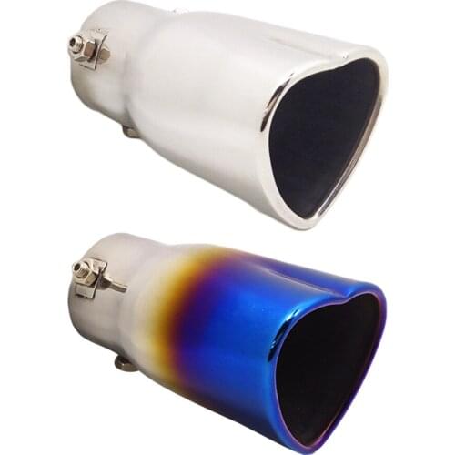 Universal Heart Shaped Car Exhaust Muffler Tip Stainless Steel Pipe Chrome Exhaust Tail Muffler Tip Pipe Silver Silver Blue