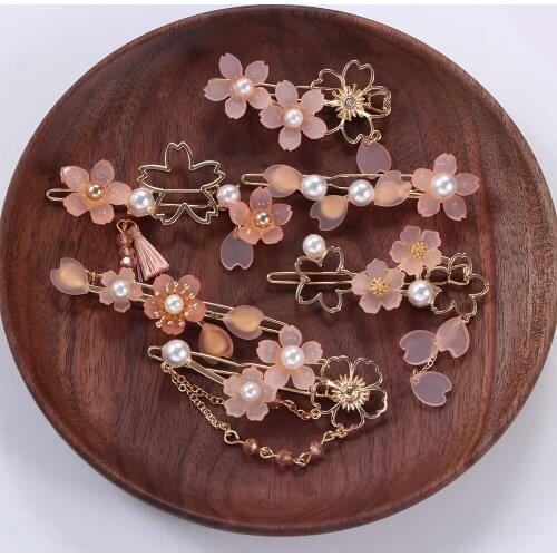 Vintage Elegant Women Hair Bands Lady Flower Rhinestone Crystal Tassel Chain Beads Dangle Hairpin Hair Clip Hair Jewelry