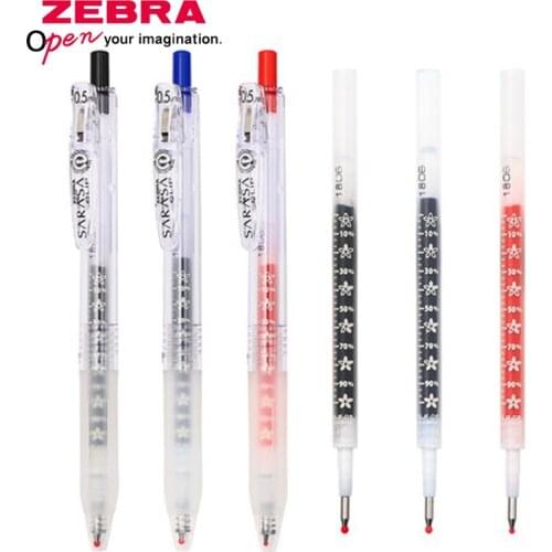 Japan ZEBRA Gel Pen JJM88 0.5mm 3pcs Press Simple Student Office Neutral Pen Replaceable Refill Cherry Blossom