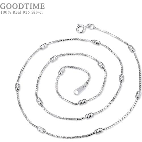 Noble Sterling Silver Chain Jewelry Genuine Pure 925 Silver Chains Necklaces For Women Octagonal Box Chain Necklace Link Chain