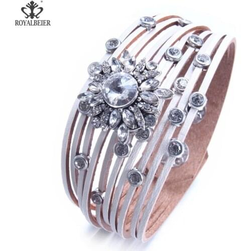 Royalbeier 1pc Wide Bracelets 18mm Snap Buttons Genuine Leather Bracelet DIY Snap Jewelry Women Charms Bangle