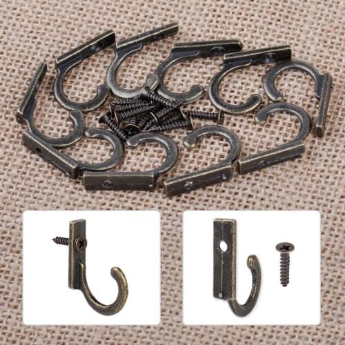 10 PCS Antique Brass Zinc Alloy Bronze Mounted Wall Door key Hangers Hat Coat Bag Robe Hooks Vintage Decorative Small Hangings