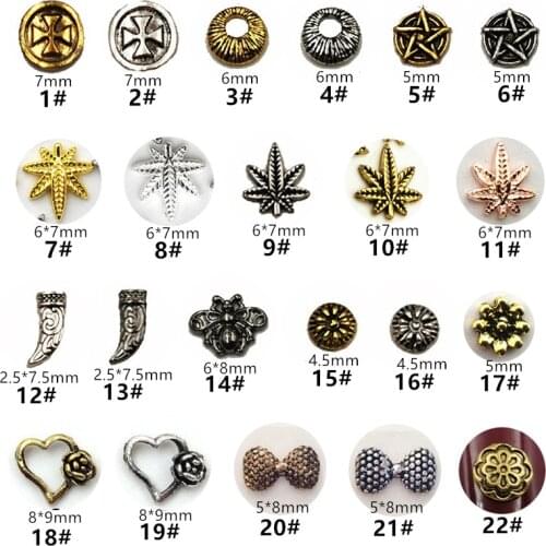 10pcs/lot Japan Korea 3D Alloy Nail Decorations Metal Retro Maple leaf Nail Accessories DIY Charm Styling Tools Nail Art Parts