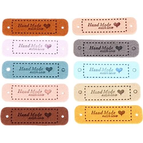 20Pcs Tags Handmade With Love Labels Clothing Tags DIY Crafts Sewing 56*15MM Handmade Label For Hats Bags Shoes