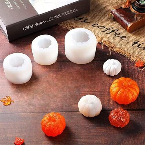 3D Pumpkin Candle Mold Handmade DIY Halloween Mold Silicone Mould Mousse Chocolate Cake Gumpaste Soap Mould Halloween Decoration