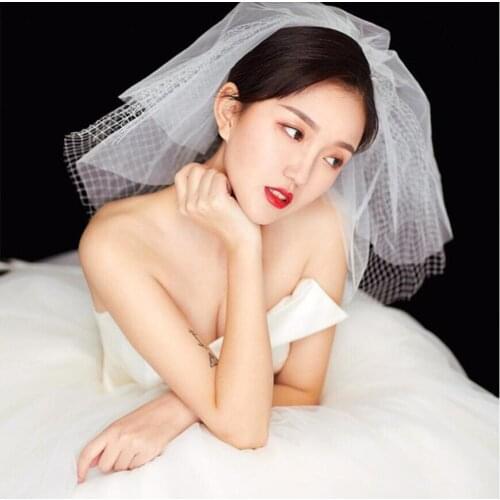 3T Wedding Veil Short Tulle Bridal Veils With Comb Cheap Ivory White Bride Veils Wedding Accessories