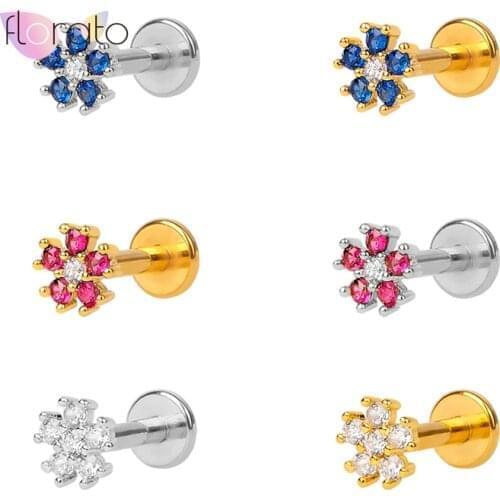 925 Sterling Silver Stud Earrings for Women Piercing Cartilage Earring Crystal Flower Earrings Minimalist Small Earings Jewelry