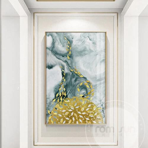 Abstract Golden Fish Canvas Art Fashion Poster And Print Painting On The Wall Big Banner For Living Room Home Cuadros Decoracion