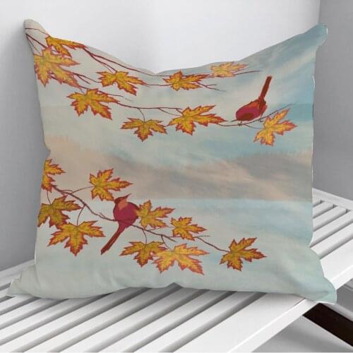 Acer leafs with birds Throw Pillows Cushion Cover On Sofa Home Decor 45*45cm 40*40cm Gift Pillowcase Cojines Dropshipping