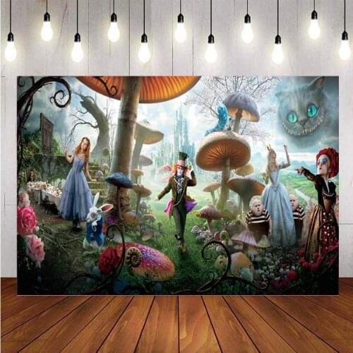 Alice In Wonderland Backdrop Baby Shower Birthday Party Photography Background Banner For Photo Studio Prop