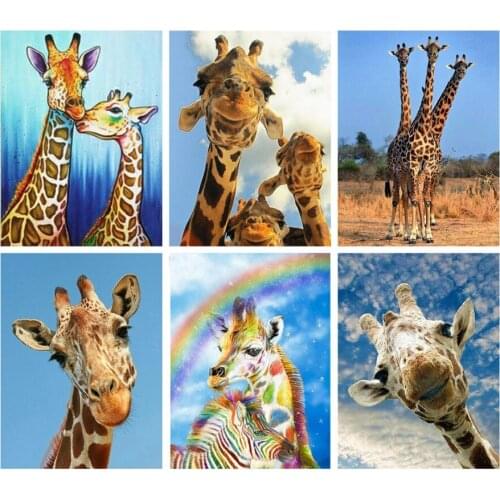 Diamond Painting Giraffe Scenery Diamand Embroidery Animal Stones Picture Canvas Puzzle Toy Children Gifts Wall Decor Small Size