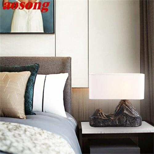 AOSONG Creative Resin Table Lamp Mountains Shade LED Decorative Desk Lighting for Home Bedside