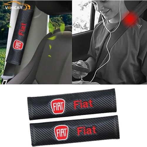 VEHICAR Carbon Fiber Car Seat Belt Cover for FIAT 2PCS Driver Shoulder Protector Safety Belt Case Vehicle Accessories