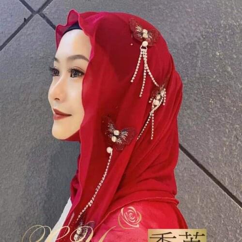 Butterfly boutique new 2021 Muslim women hijab long scarf Malaysian Fashion Instant Shawl Hijabs cap for Party Birthday Daily