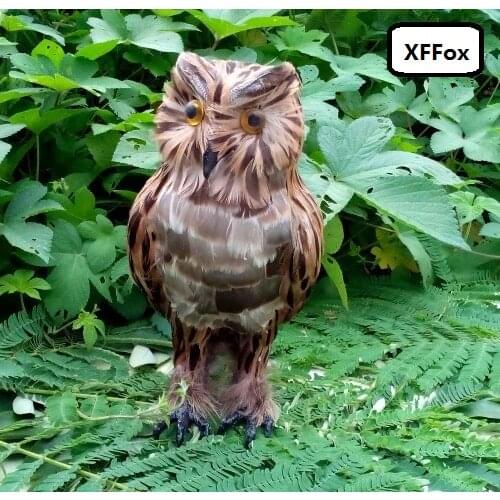 Big brown simulation owl model plastic&furs owl doll gift about 28x13x14cm xf0476