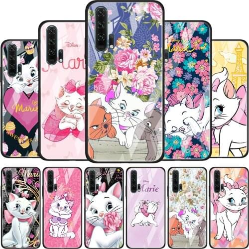 Disney Marie Cat for Honor 30 20 10 9X Pro Plus Lite 8X Huawei Y8P Y6P Y5P Y9 Y7 Y6 2019 Tempered Glass Phone Case