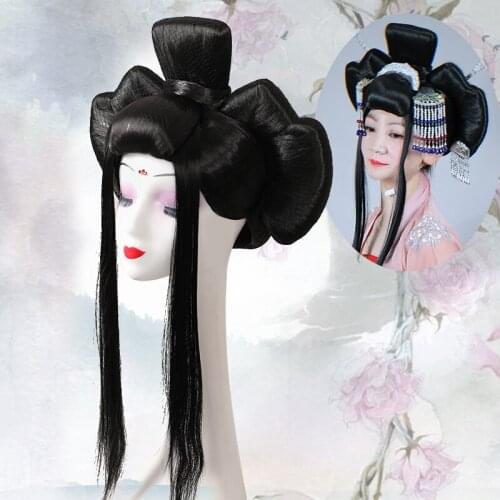 Black Anime Cosplay Hair For Women Royal Hair Products Vintage Hair Kit Marsquerade Dress Up Princess Party TV Movie Play