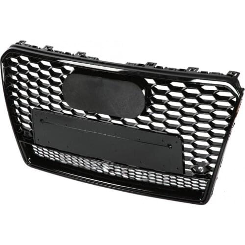 For RS7 Style Front Sport Hex Mesh Honeycomb HoodGrill Gloss Black for Audi A7/S7 2011 2012 2013 2014 2015 CarAccessories