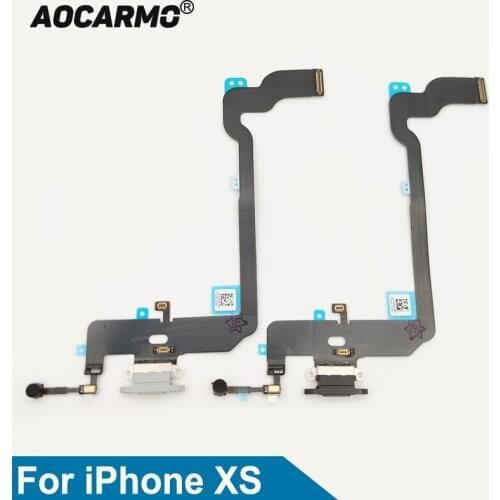 Aocarmo Charging Port Bottom Charger Dock USB Connector Flex Cable For iPhone XS White/Black Replacement Part