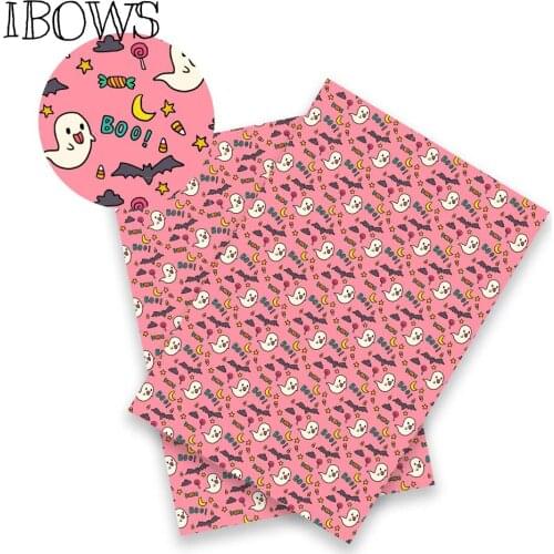 IBOWS 22cm*30cm Halloween Synthetic Leather Faux Festival Synthetic Leather Fabric Ghost Pumpkin DIY Knotbow Crafts Materials