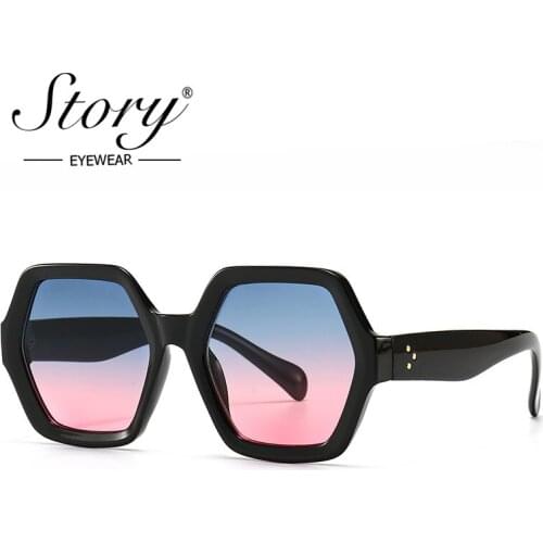 STORY Vintage Oversized Sunglasses Women Men 2020 Luxury Brand Design Retro Polygon Square Sun Glasses Shades for Female S20807G
