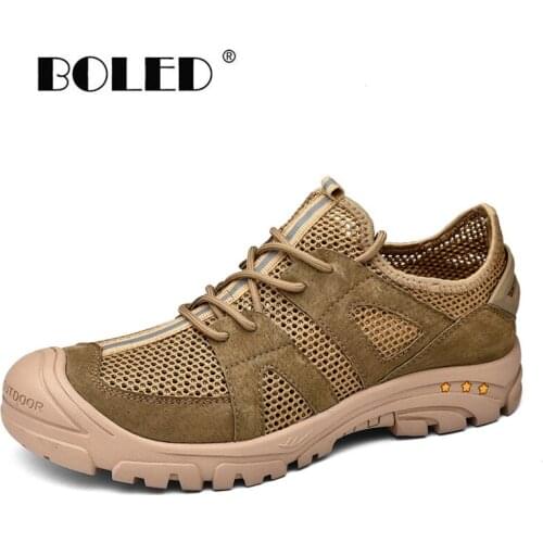 Quality Suede Leather Men Shoes Plus Size Mesh Breathable Shoes Men Outdoor Lightweight Casual Men Shoes Male Fashion Sneakers