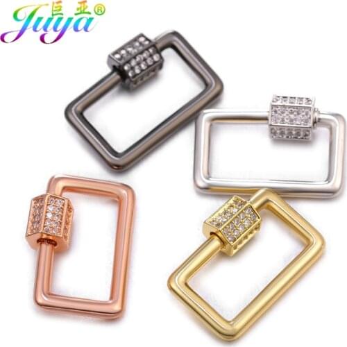 Juya DIY Fastener Carabiner Spiral Hook Screw Lock Clasps Accessories For Women Needlework Mesh Chains Pendant Jewelry Making