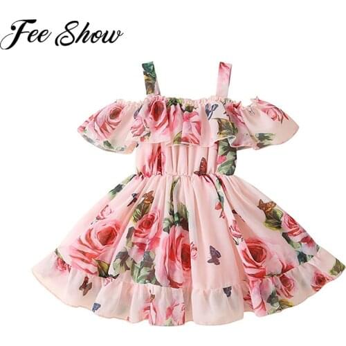 Summer Flower Girls Dress Childrens Clothing Kids Girls Ruffles Princess Wedding Birthday Party Chiffon Dresses Pageant Prom
