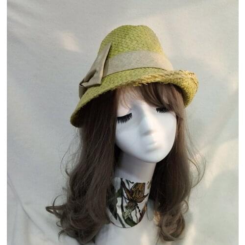 Summer Bow Raffia Straw Fedora Hats Women Chapeu Girls Panama Sun Beach Hats Free Shipping PGFE017