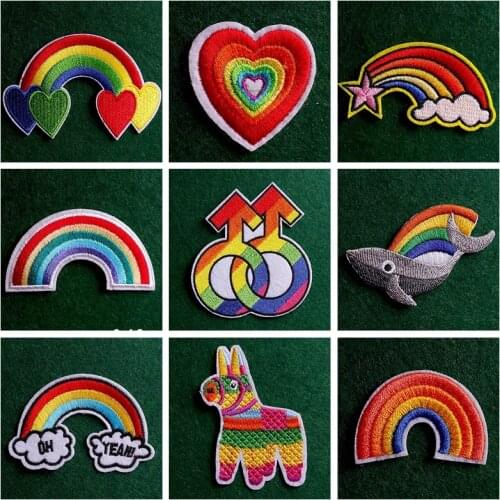 LGBT Patch On Clothes Rainbow Iron On Patches For Clothing Stripes Animal Appliques On Clothes Thermo-Stickers Gay Badgess